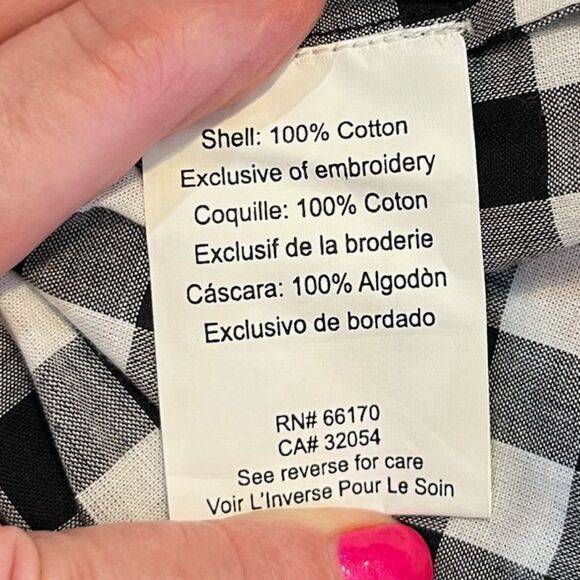 ANTHROPOLOGIE PANKAJ & NIDHI Gingham Swing Tunic Black White Women’s Size XS - Picture 11 of 11